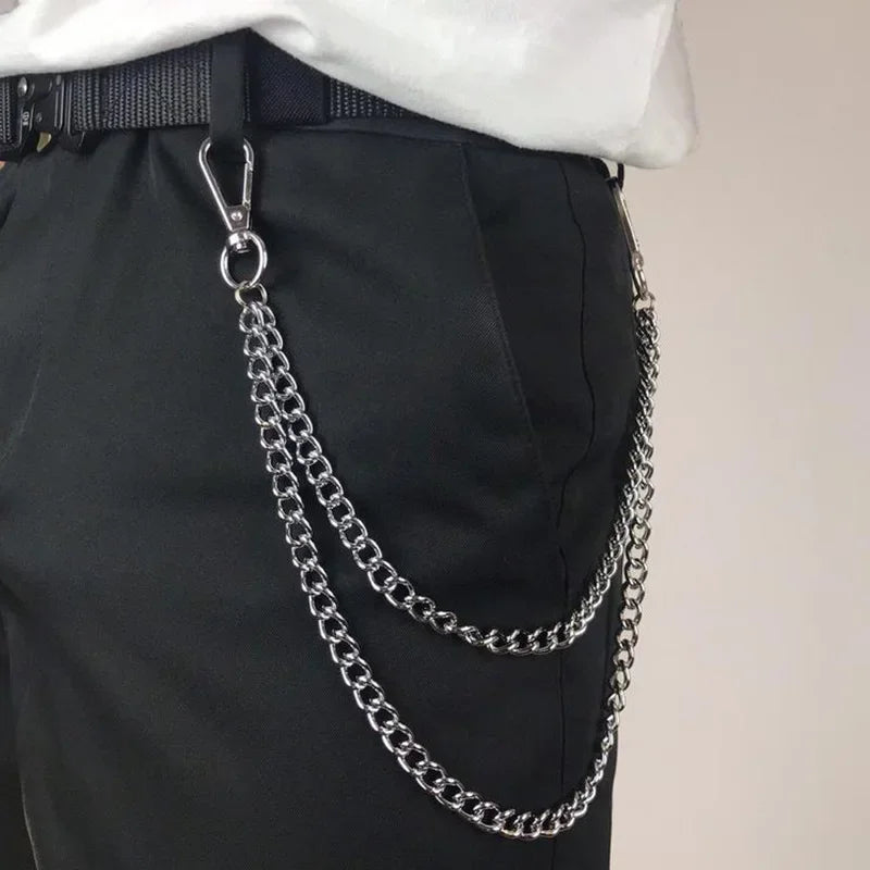 Metal Punk Rock Layered Chain Keychains for Men Women Waist Key Chain Wallet Jeans Hip-hop Pants Belt Chains Jewelry Accessories