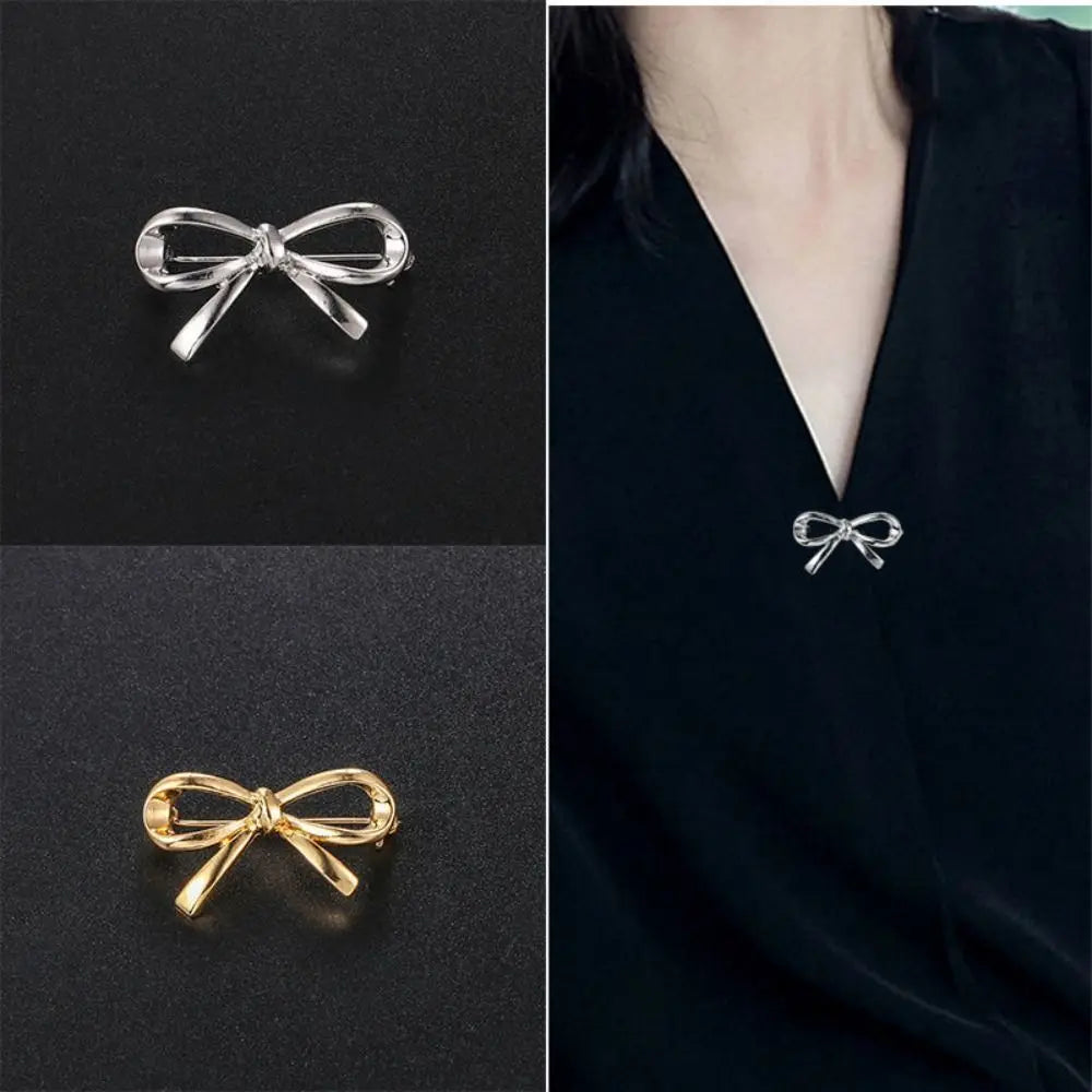 Creative Bowknot Hollow Metal Brooch Simple Anti-Exposure Clothing Sweater Hoodie Suit Bag Scarf Hat Accessories