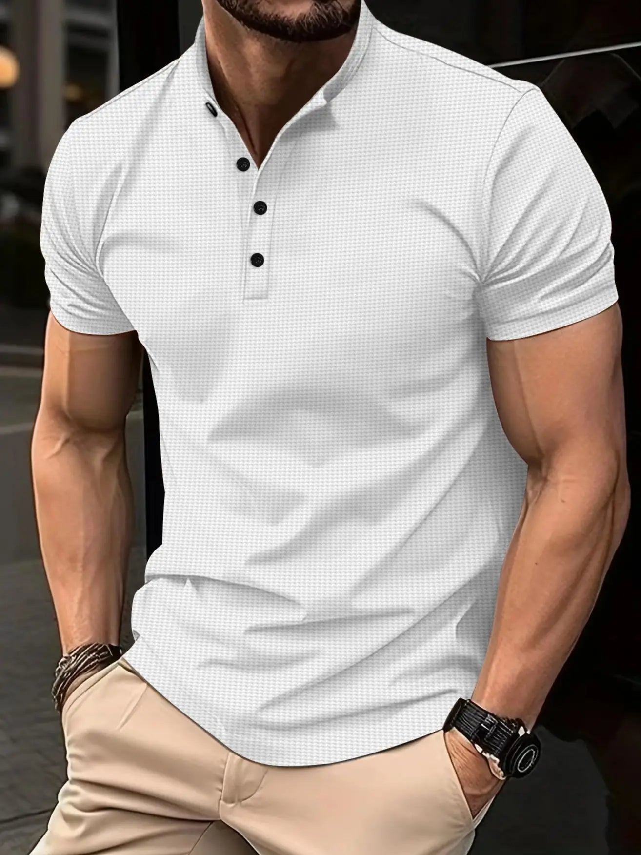 Summer's Best Selling Fashion Men's POLO Shirt Lapel, Button, Patchwork Printed Men's Short Sleeve Street Style Men's Clothing