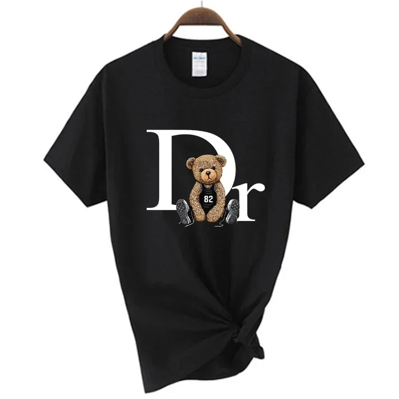 Luxury Brand Cute Bear Print Women T-shirt 100 Cotton Tshirt Summer Graphic Fashion Female T Shirts Woman Clothing Free Shipping